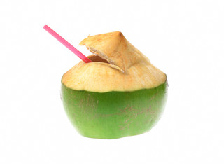 Fototapeta na wymiar Green coconut isolated on white background