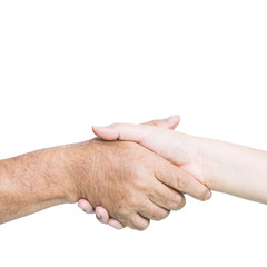Shake hands isolated on white background.
