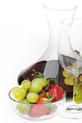 Wine and fruits isolated