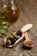 Olives with olive oil and spices
