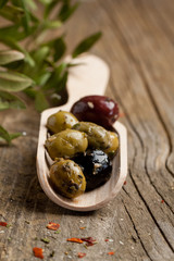 Spoon with olives