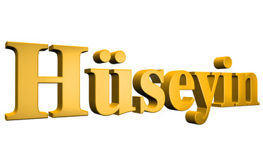 3D Hüseyin text on white background