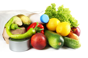 Paper bag with food close up