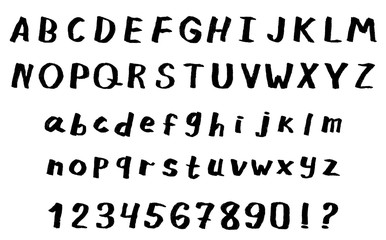 Hand drawn font: alphabet and numbers