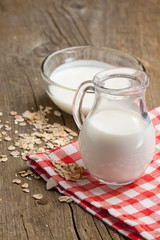 Jug of milk and muesli