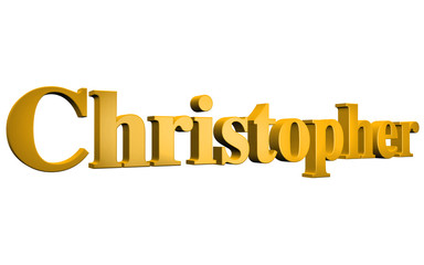 3D Christopher text on white background