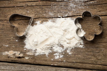 Flour and cookie cutters