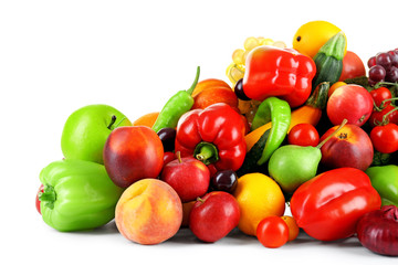 Fototapeta na wymiar Heap of fresh fruits and vegetables close up