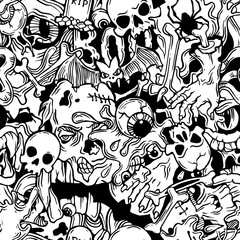 Seamless halloween pattern with horror elements - 90178646