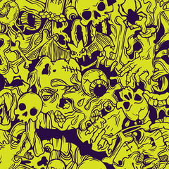 Seamless halloween pattern with horror elements - 90178679