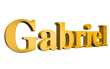 3D Gabriel text on white background