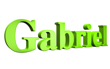 3D Gabriel text on white background