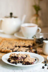 Breakfast with blueberry pie