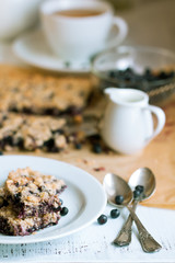 Breakfast with blueberry pie