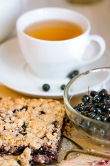 Breakfast with blueberry pie