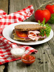 Fresh sandwich with sauces