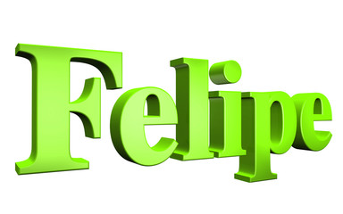 3D Felipe text on white background