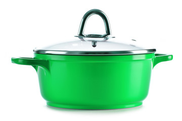 Steel pot isolated on white background