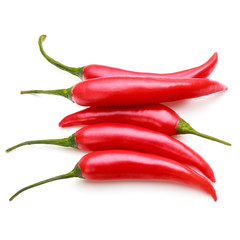 red chili or chilli cayenne pepper isolated on white  background