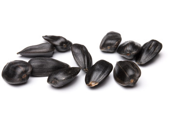 Sunflower seeds  isolated on white background close up