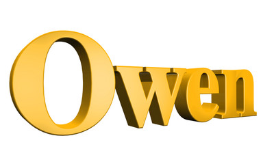 3D Owen text on white background