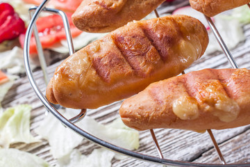 Grilled sheep cheese with a salad.