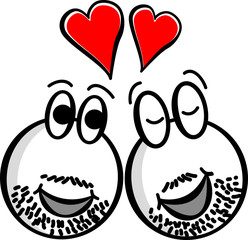 Vector illustration with love between two beard men