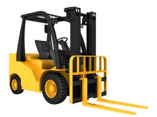 Forklift truck on white isolated background
