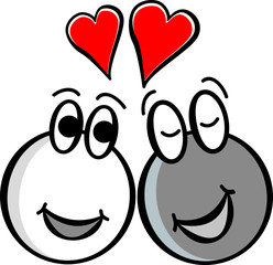 Vector illustration with love of male and female from different culture