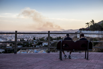 Young couple on bench