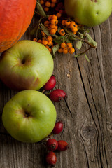 Background with apples and berries