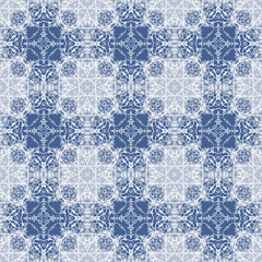 Seamless Calligraphy Pattern in white and blue.
Seamlessly repeating ornamental wallpaper or textile pattern with handwriting on blue background in vector format.