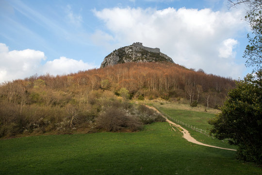 Montsegur castle in  French Pyrenees