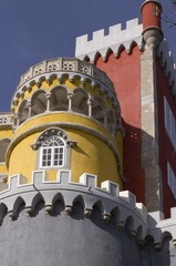 Obraz premium Close up of Pena Castle in Sintra, Portugal, with its vivid colours of Moorish style