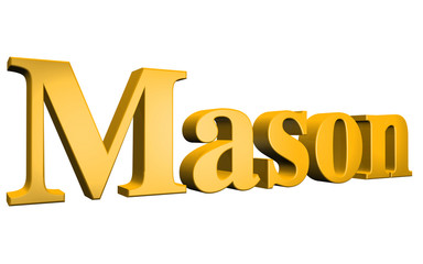 3D Mason text on white background