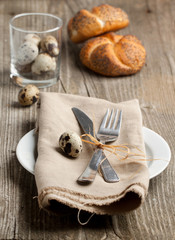 Table setting with eggs
