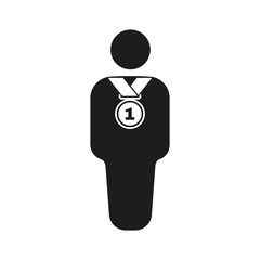 The winner avatar icon. Champion and award, prize, triumph symbol. Flat