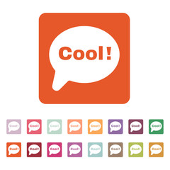 The speech bubble with the word cool icon. Internet and  chat, online symbol. Flat