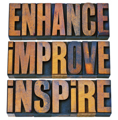 enhance, improve, inspire in wood type