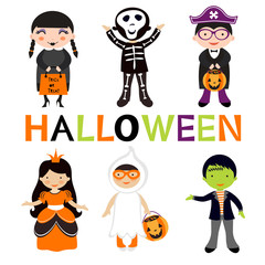 Cute colorful Halloween kids set