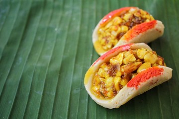 Indian sweets on banana leaf
