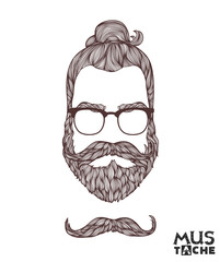 Mustache Beard and Hair Style.