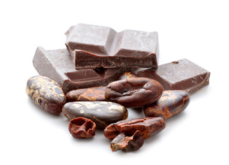 Roasted Cocoa nibs with black chocolate.