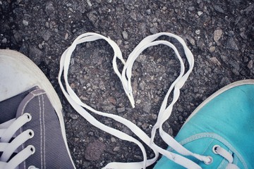 Sneakers couple with love heart
