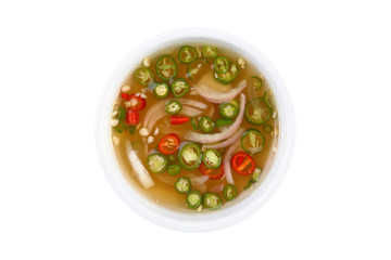 Top view of Chilli and fish sauce