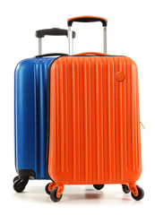 Travel suitcases isolated on white background