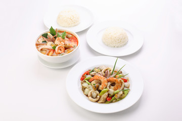 Thai Food, Stir-fried Black Pepper with Seafood Tom-Yum