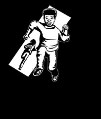 Outline of Person Being Chased