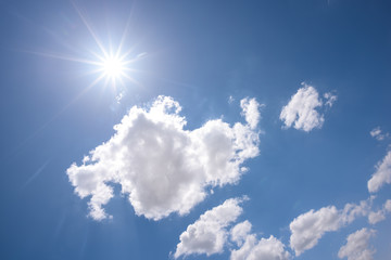 blue sky with sun