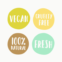 Set of vegan labels for product package